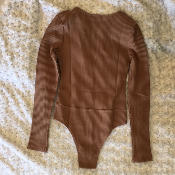 Makers of Dreams Light Brown Ribbed Bodysuit - Picture 2 of 3